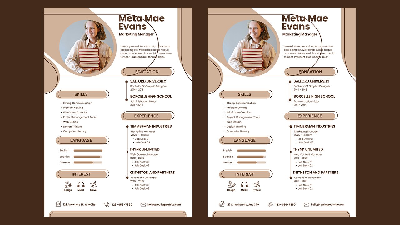 White Cream And Beige Geometric Minimalist Graphic Designer Resume – CV Templates Free Download