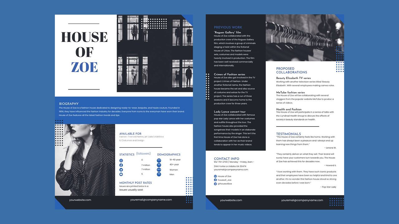Fashion Media Kit Template A4 - Indesign Templates Free Download