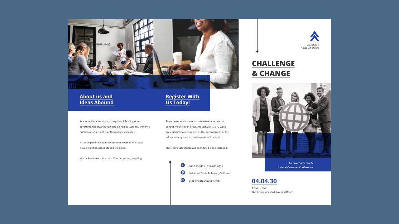 Corporate fundraising event Tri-Fold brochure template A4 - Indesign Templates Free Download