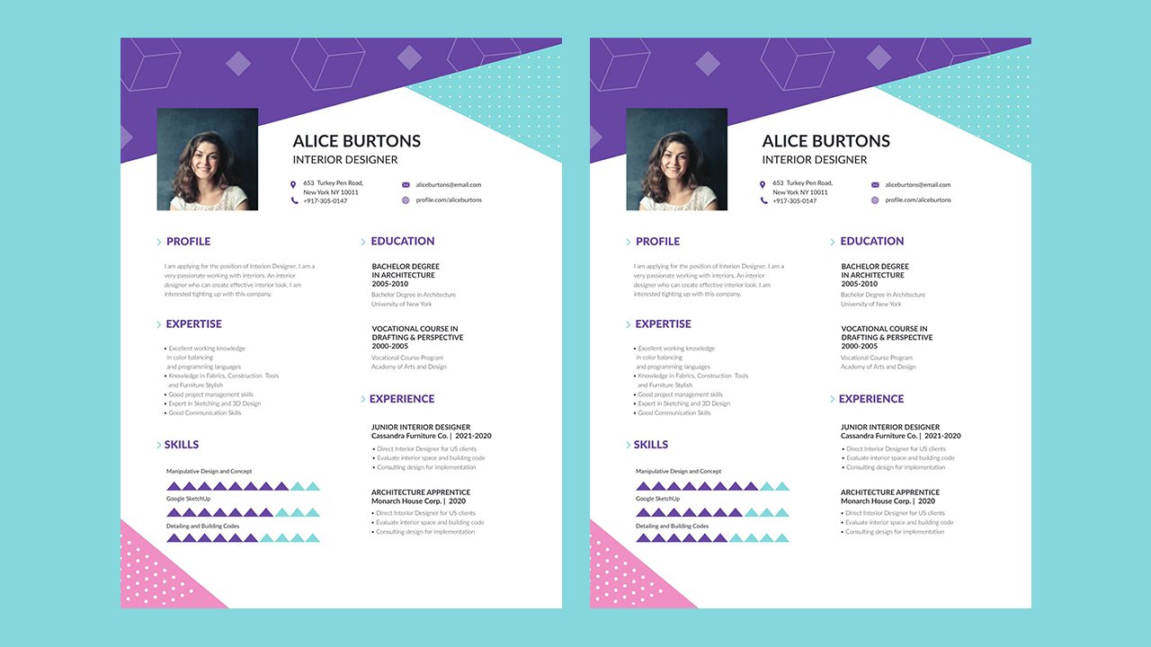 Resume One Page for Experienced - Indesign Templates Free Download